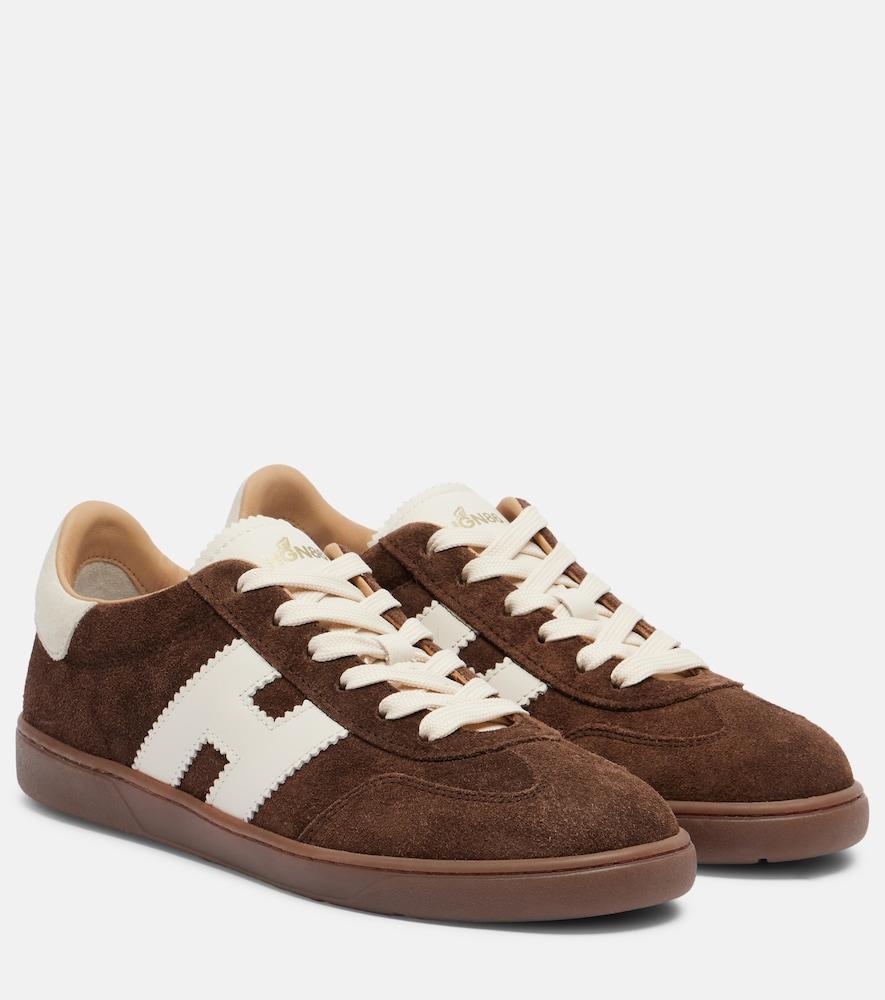 hogan h647 leather-trimmed suede sneakers