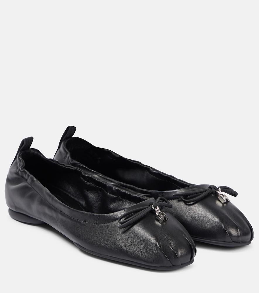 hogan h684 bow-detail leather ballet flats