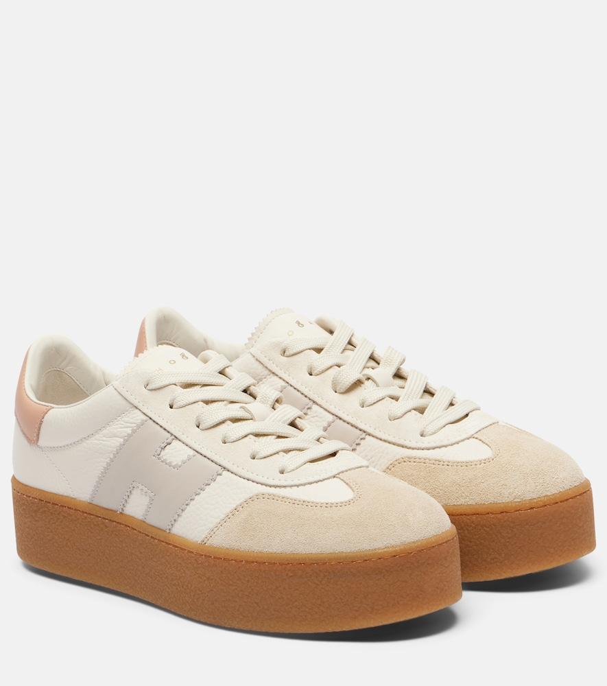 hogan h698 suede-trimmed leather sneakers