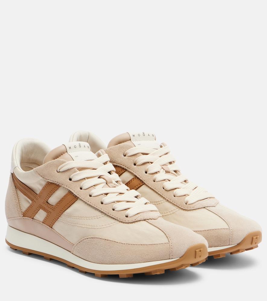 hogan h699 suede-trimmed canvas sneakers