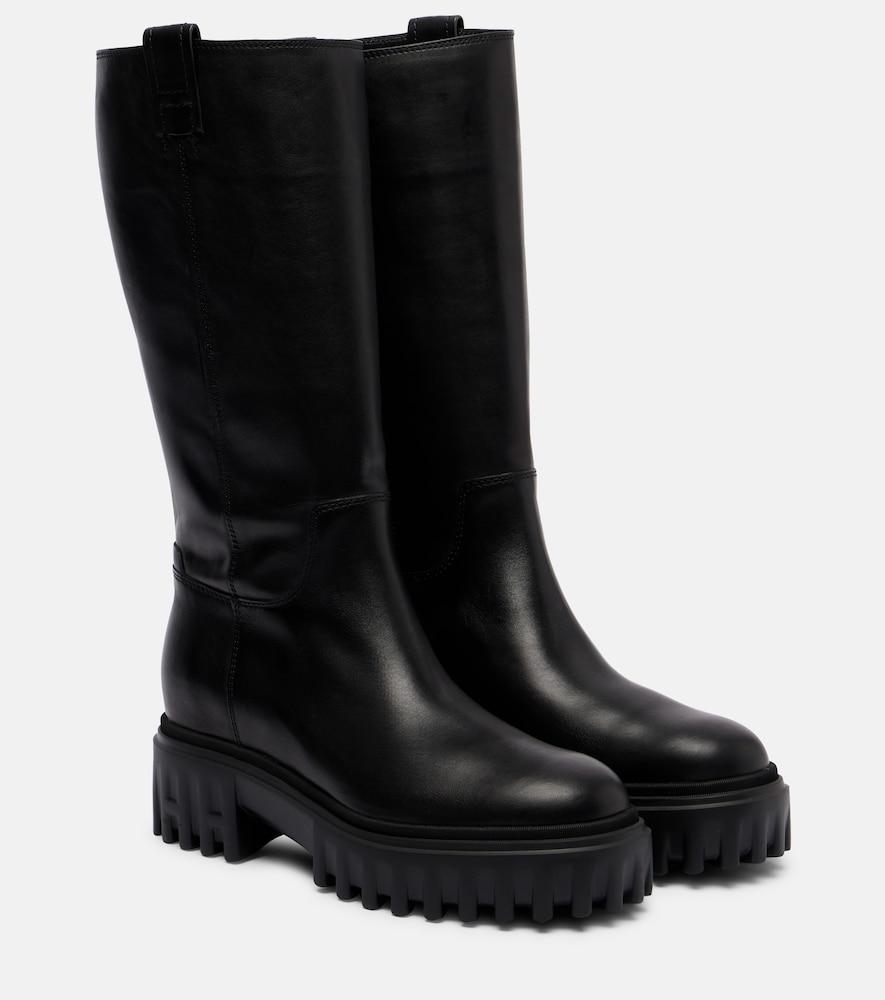 hogan h700 leather mid-calf boots