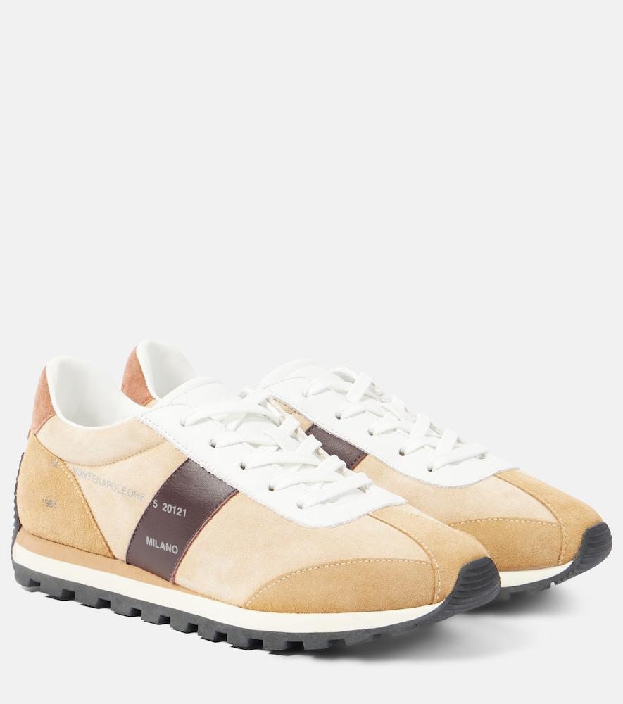 hogan leather-trimmed suede sneakers