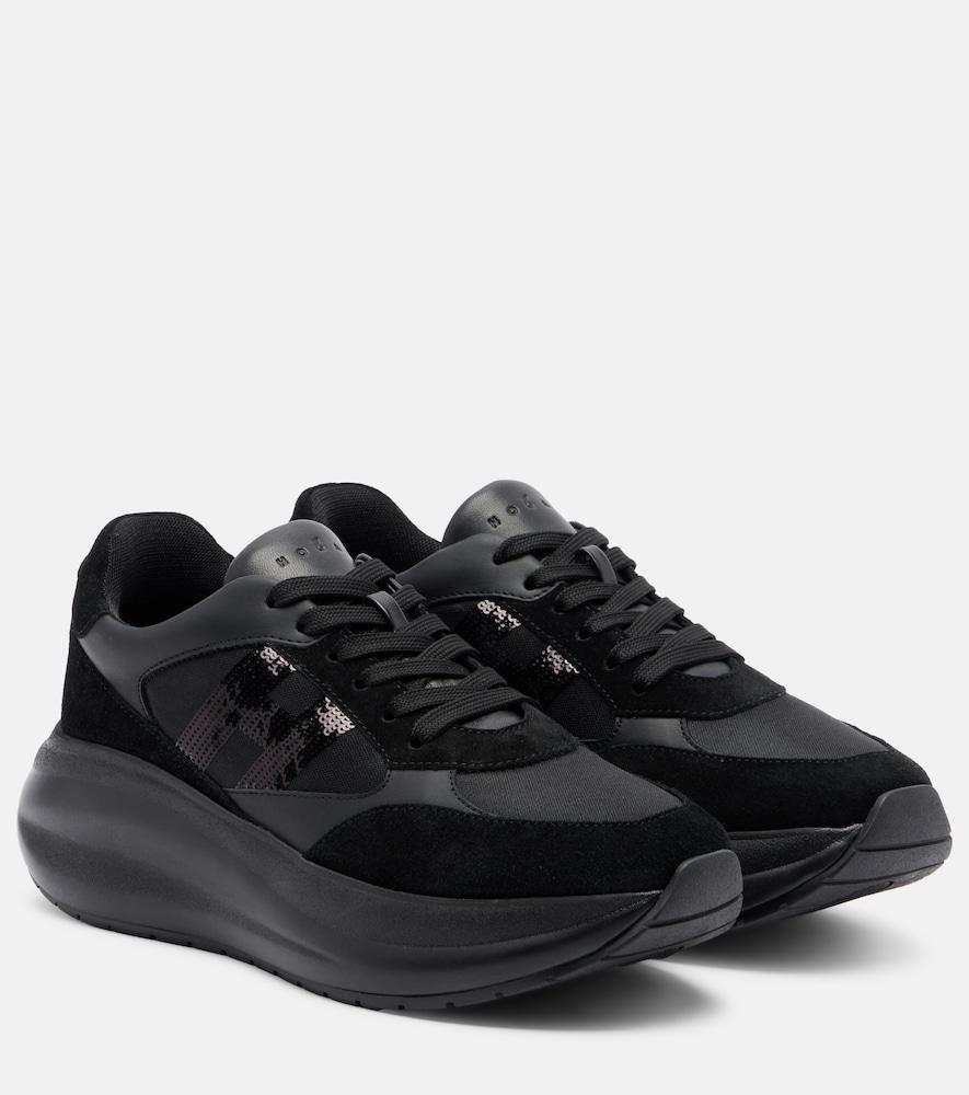 hogan maxi i active suede-trimmed sneakers