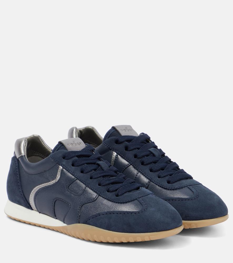 hogan olympia-z suede and leather sneakers