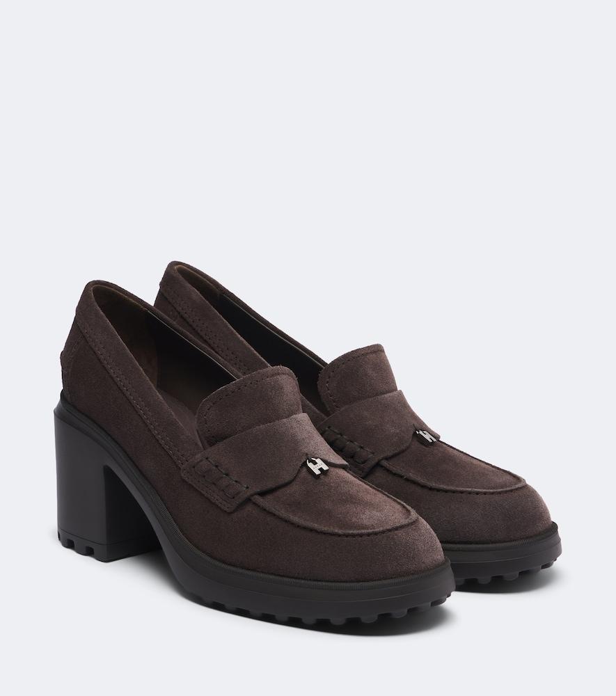 hogan suede loafer pumps
