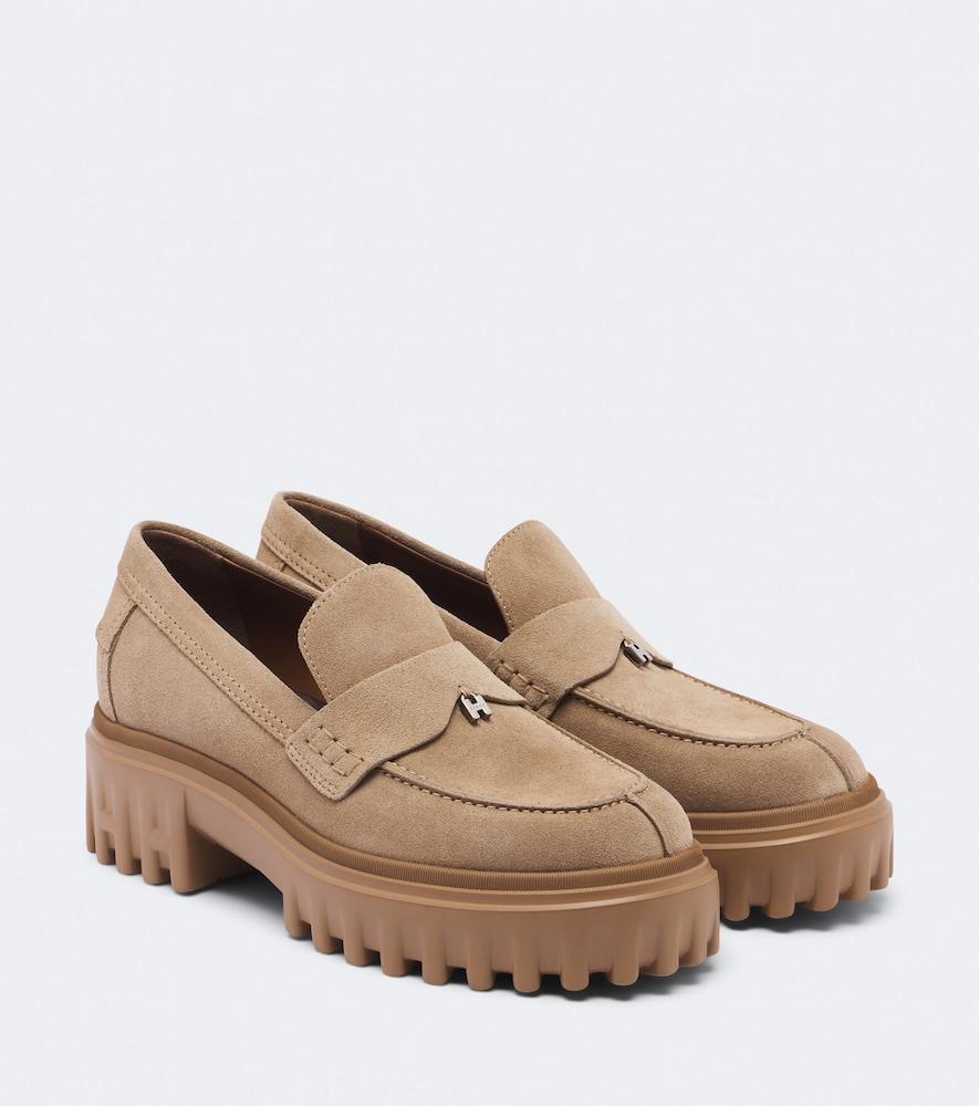 hogan suede platform loafers