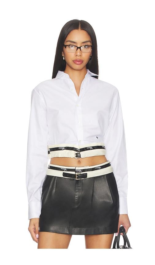 hommegirls belted shirt in white. - size l (also in s, m)