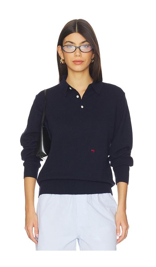 hommegirls long sleeve polo in navy. - size l (also in s, m)
