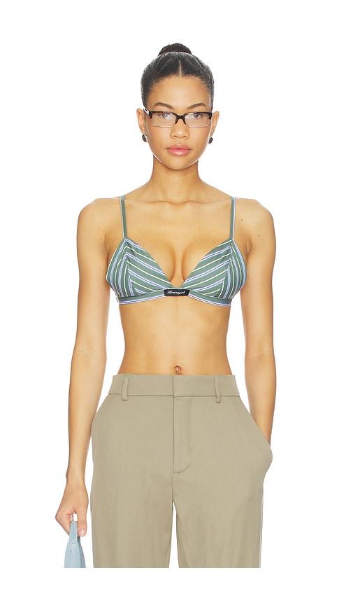 hommegirls shirting bralette in green,blue. - size l (also in s, m)