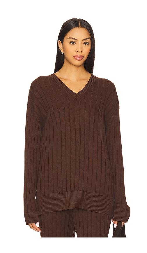 house of harlow 1960 x revolve irvina ribbed v neck in chocolate. - size l (also in xs, xxs, s, m, xl)