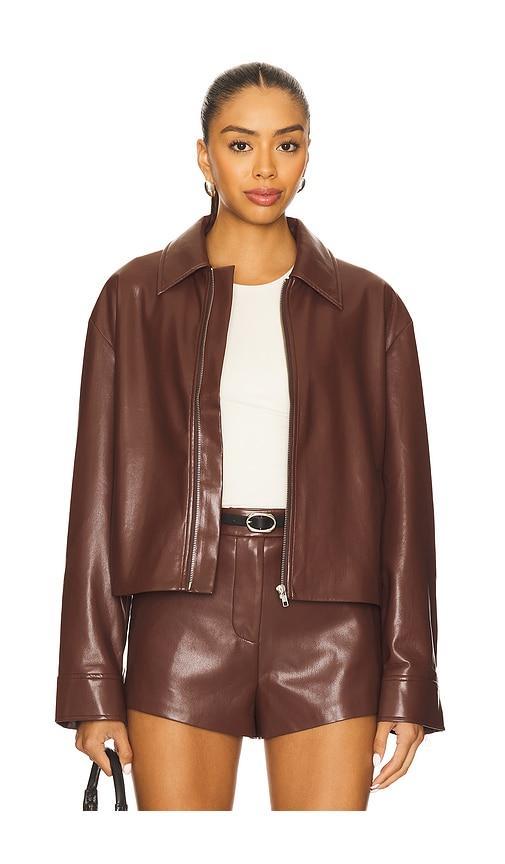 house of harlow 1960 x revolve rapha faux leather jacket in chocolate. - size l (also in xs, s, m, xl)
