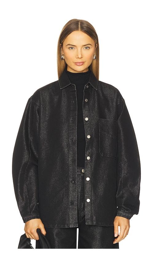 hudson jeans barrel shacket in black. - size m (also in s, xs)