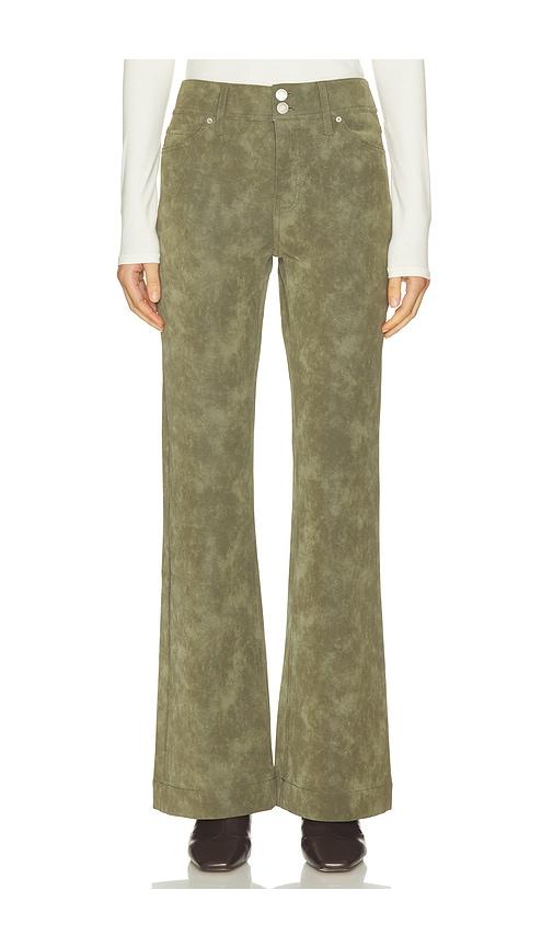 hudson jeans faux suede dani flare pants in dark green. - size 23 (also in 25, 24, 26, 27, 28, 29, 30, 31, 32, 33, 34)