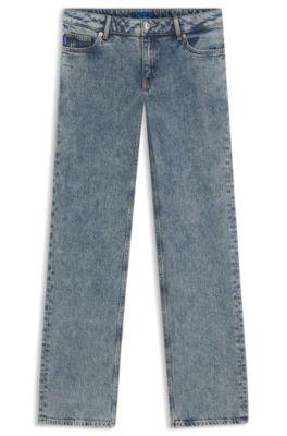 hugo blue boot-cut jeans in stretch denim - blue women's pants size 29/32