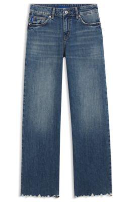 hugo blue loose-fit jeans in rigid denim - blue women's pants size 29/32