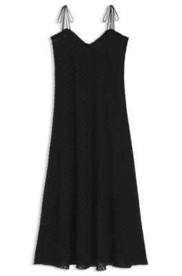 hugo burnout-dot dress with spaghetti straps - black women's day dresses size 6