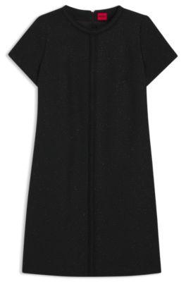 hugo chain-tape dress in sparkling bouclé - black women's business dresses size 6