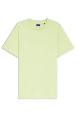 hugo cotton-jersey t-shirt with happy logo - green women's t-shirts size l