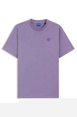 hugo cotton-jersey t-shirt with happy logo - purple women's t-shirts size l