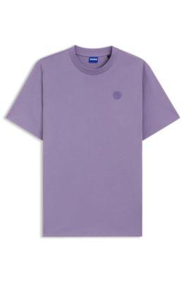 hugo cotton-jersey t-shirt with happy logo - purple women's t-shirts size s