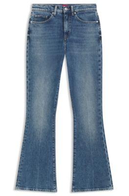 hugo flared-leg skinny-fit jeans in blue stretch denim - turquoise women's pants size 29/32