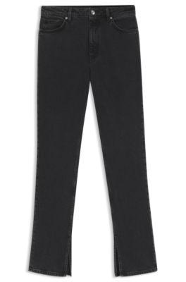 hugo grey slim-fit jeans in stretch denim - dark grey women's pants size 27/32