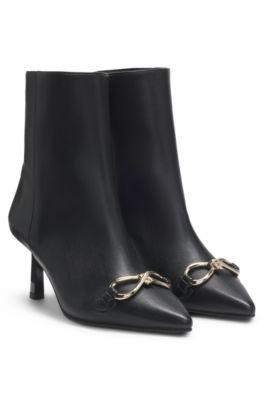 hugo hardware-trim ankle boots in faux leather - black women's business outfits size 6