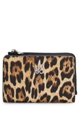 hugo leopard-print wallet in faux leather - patterned women's wallets size pcs.