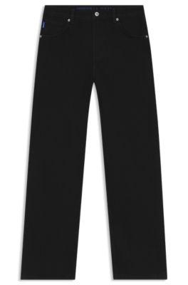 hugo loose-fit jeans in black stretch denim - black women's pants size 29/32