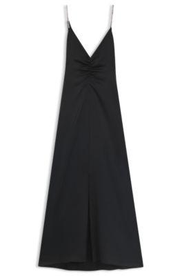 hugo maxi dress with rhinestone straps - black women's evening dresses size 8