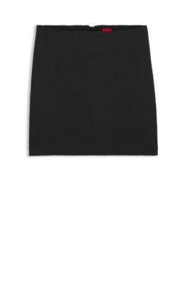 hugo mini skirt in bouclé fabric - black women's mini skirts size 4
