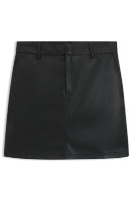 hugo mini skirt in faux leather - black women's casual skirts size 8