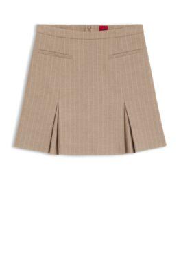 hugo mini skirt in pinstripe flannel - beige women's mini skirts size 8