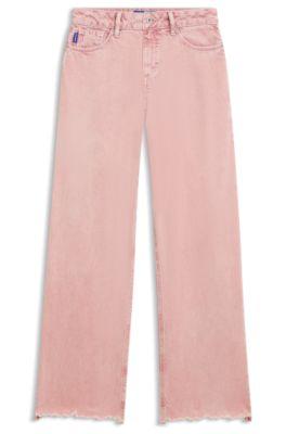 hugo pink loose-fit jeans in rigid denim - light pink women's pants size 27/32