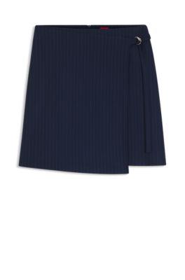 hugo pinstripe pencil skirt with belt - patterned women's mini skirts size 0