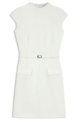 hugo shift dress with belt detail - white women's business dresses size 2