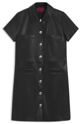 hugo shirt dress in faux leather - black women's day dresses size 2
