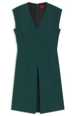 hugo sleeveless dress with front pleat - dark green women's business dresses size 2