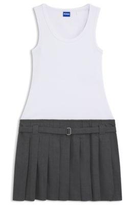 hugo sleeveless dress with pleated skirt - white women's jersey dresses size xs