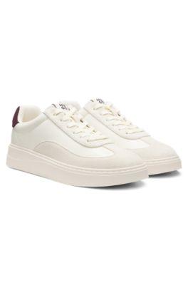 hugo suede-trim trainers with low profile - light grey women's sneakers size 6