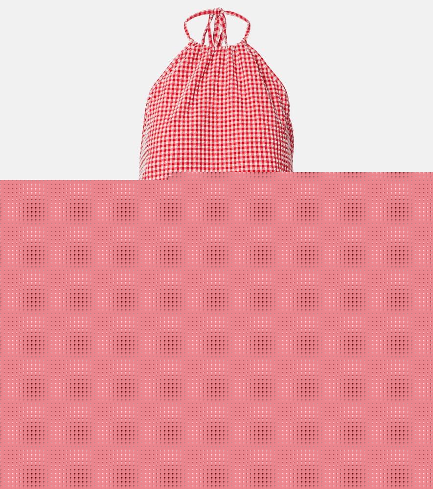 hunza g gingham seersucker halterneck minidress