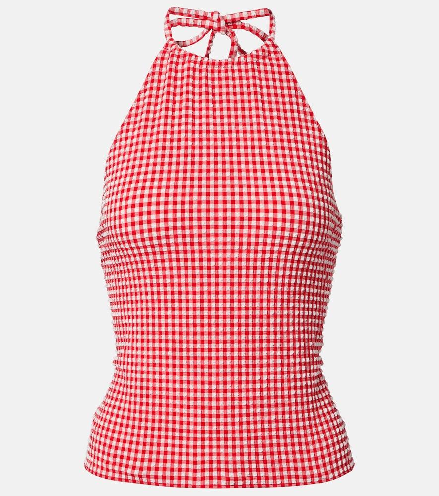 hunza g gingham seersucker top