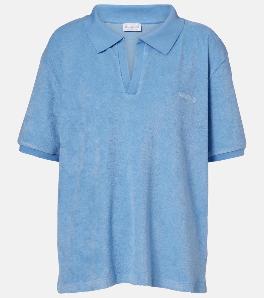 hunza g logo cotton terry polo shirt