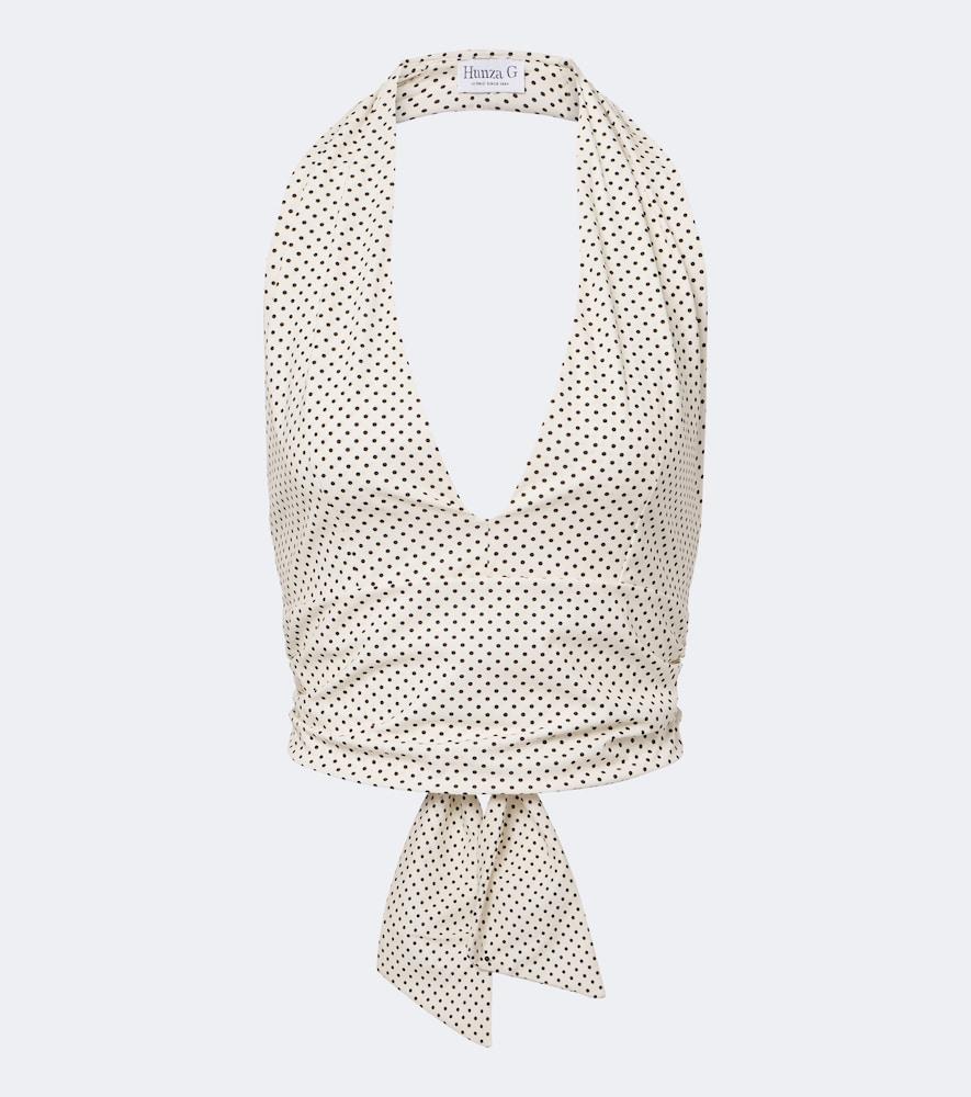 hunza g polka-dot halterneck crop top
