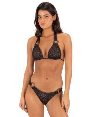 hurley womens coconut ring v neck bikini halter top brief swim bottom