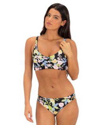 hurley womens over the shoulder straps bikini top brief moderate coverage swim bottom