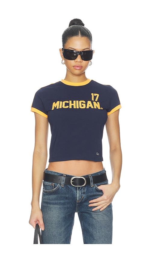 hype and vice michigan goalie baby tee in navy. - size l (also in xs, s, m, xl/1x)