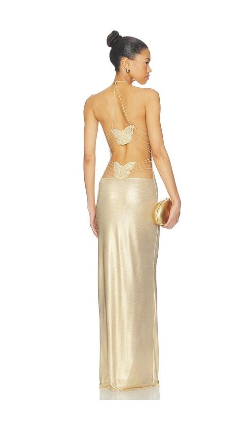 i.am.gia ellery maxi dress in metallic gold. - size l (also in xl)