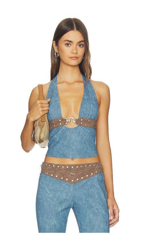 i.am.gia kessa top in blue,brown. - size l (also in s, xs, m, xl)