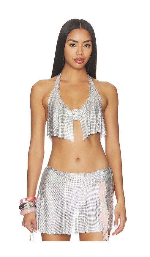 i.am.gia milana top in metallic silver. - size l/xl (also in xxs/xs, s/m)